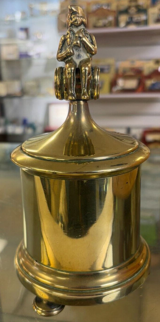 Antique Georgian Brass Tobacco/ Storage Jar With Pirate Finial Lid
