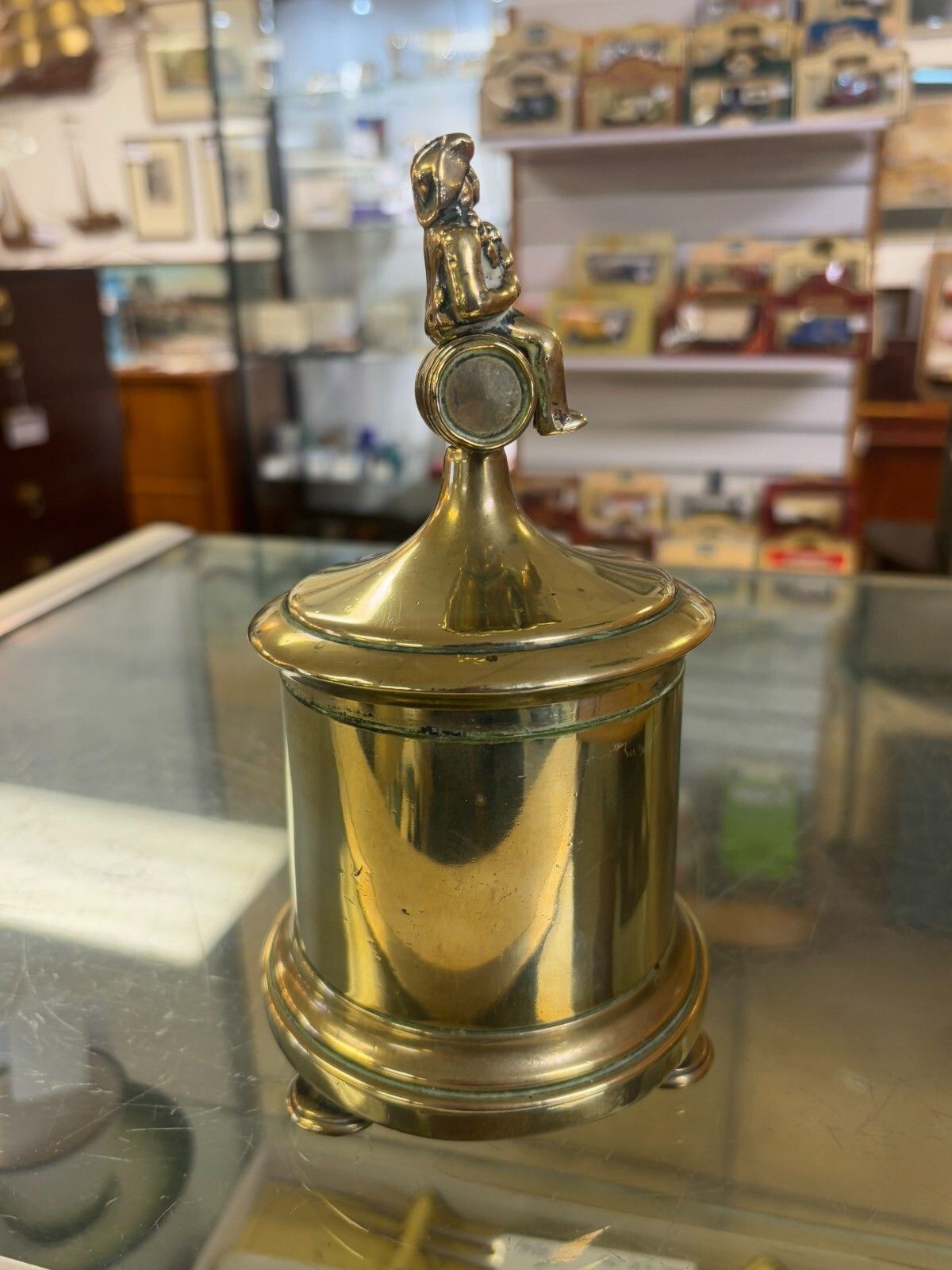 Antique Georgian Brass Tobacco/ Storage Jar With Pirate Finial Lid photo Home Decor