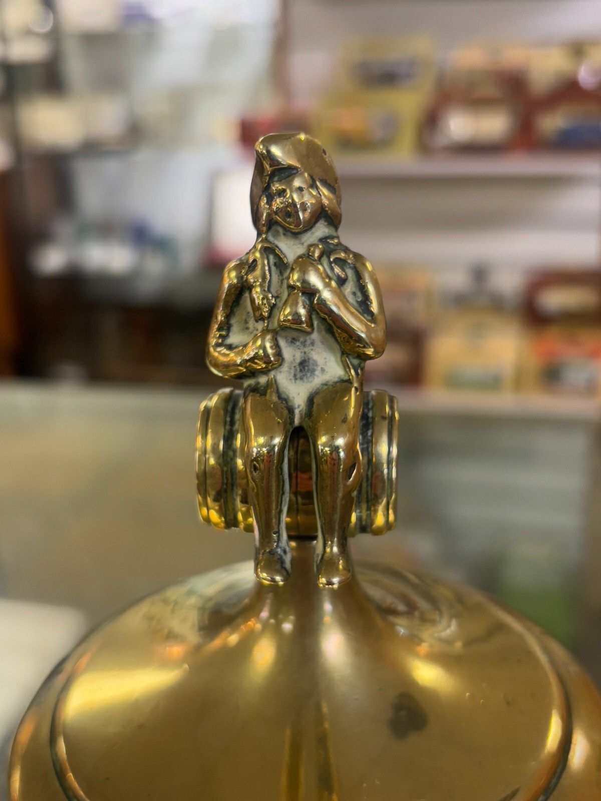 Antique Georgian Brass Tobacco/ Storage Jar With Pirate Finial Lid photo vinterior