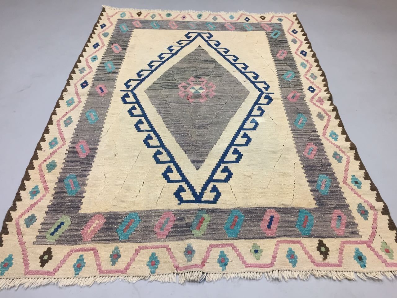 Vintage Turkish Kilim Kelim Rug 170x128cm Shabby Wool, Country Home