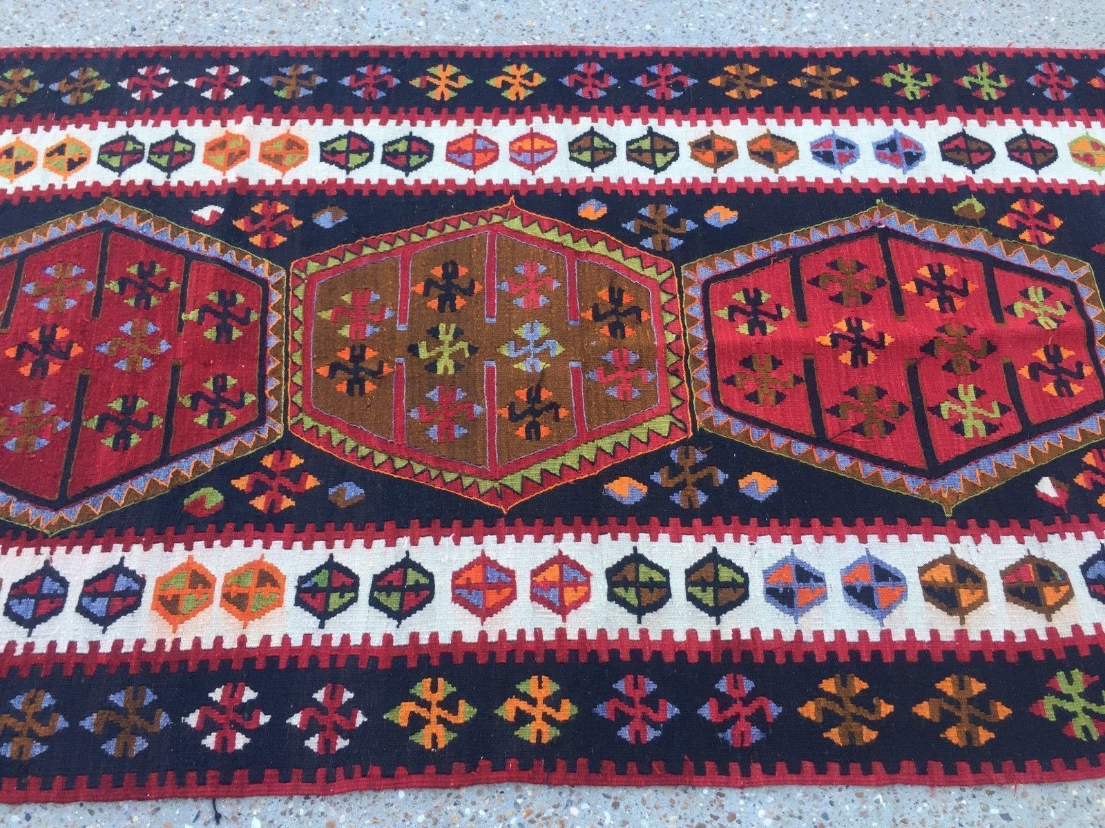 Old Turkish Kilim Kelim Rug 222x107cm Country House Boho Vintage Rustic Antique photo furniture