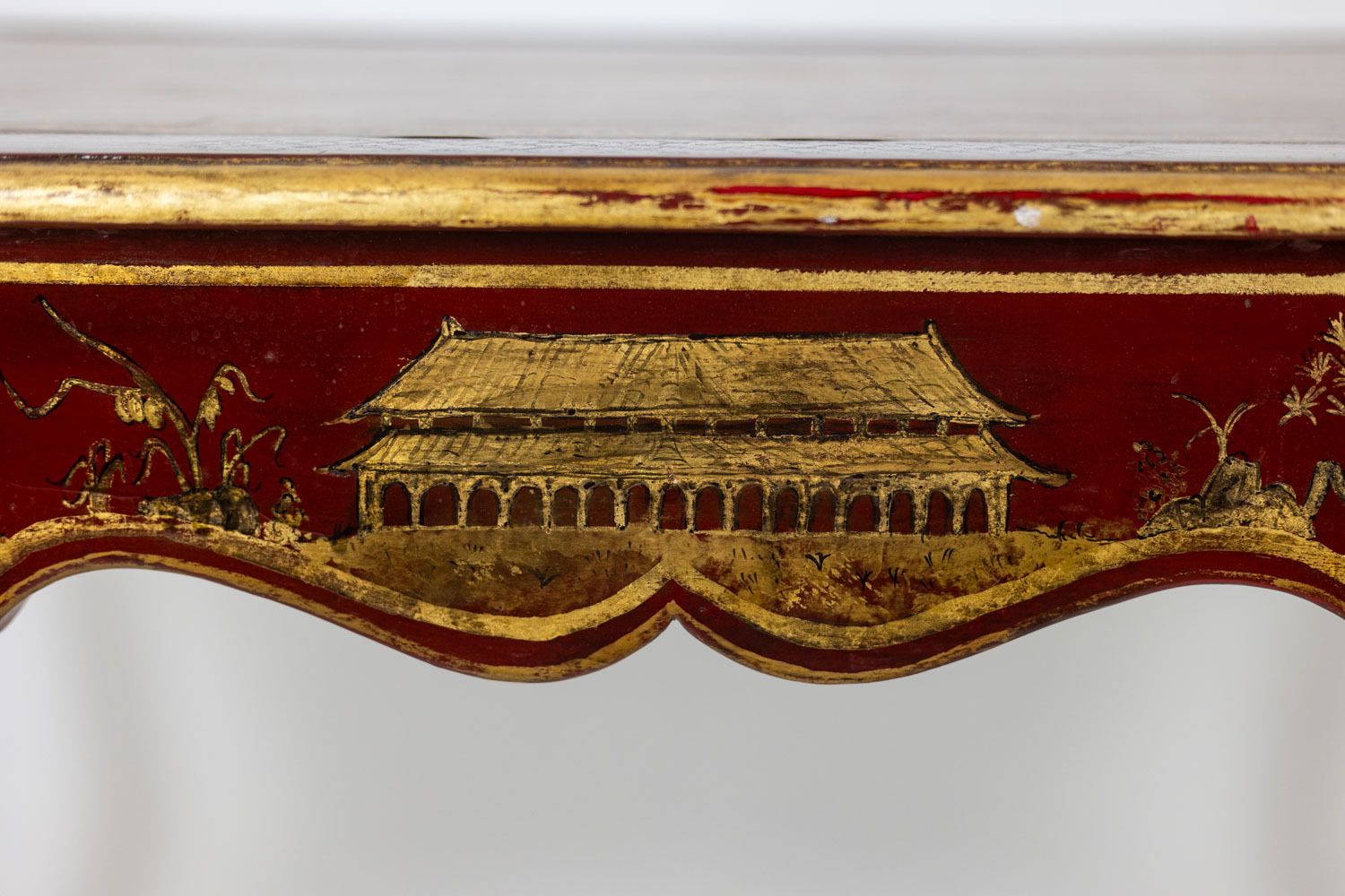 photo furniture Louis XV Style Flat Desk Decorated With Lake Scenes. Circa 1800.