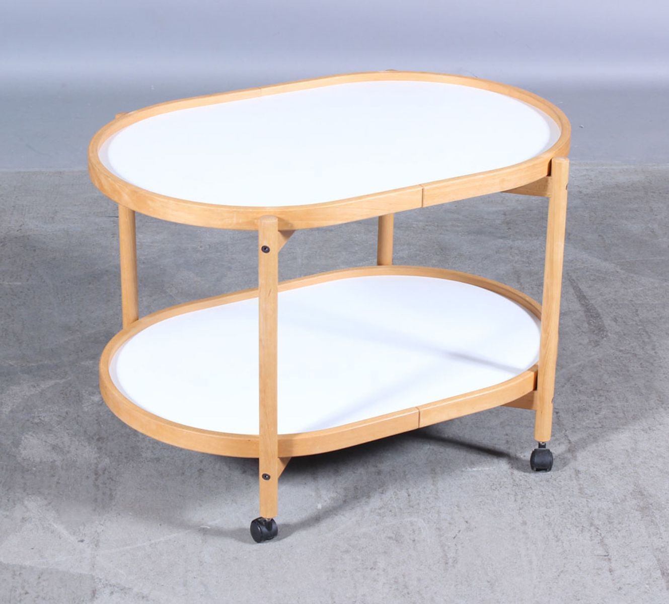 Danish Modernist Oval Beech Tray Trolley By Hans Bølling For Torben ørskov, 1970s photo furniture