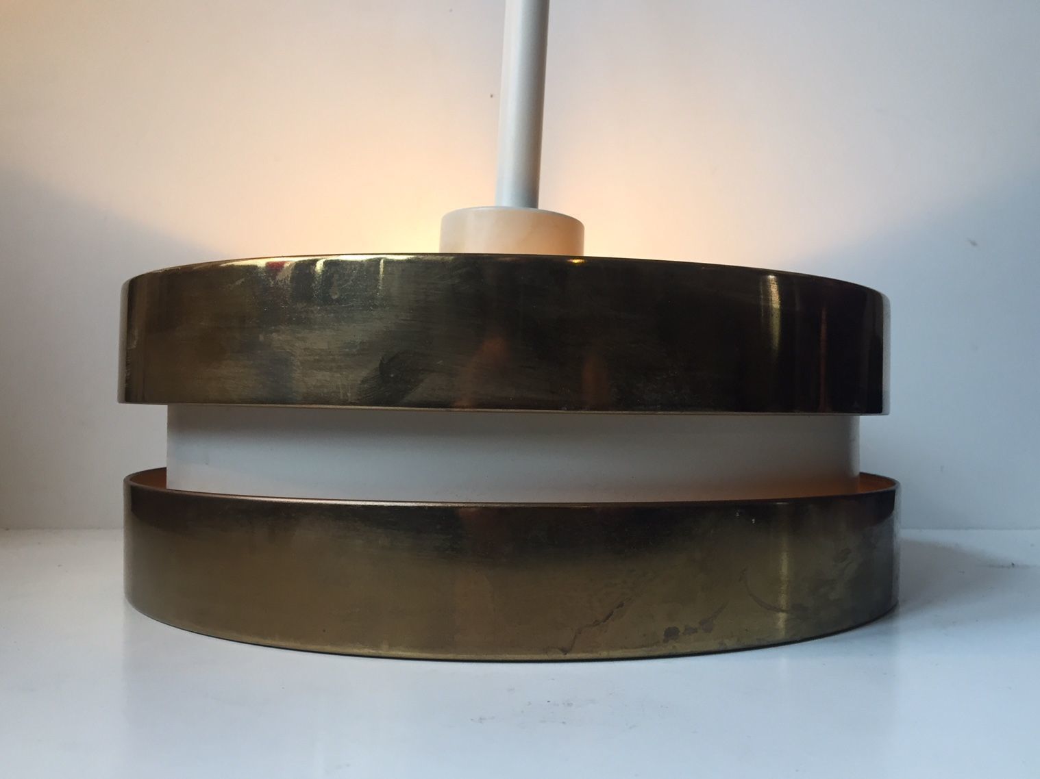 Brass & Crystal Pendant Lamp By Lisa Johansson Papé For Orno, 1960s photo vinterior