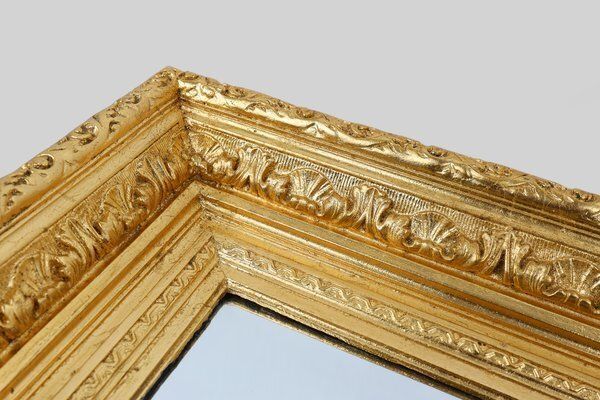 Baroque Gilt Facet Cut Wood Wall Mirror, France, 1850s photo Home Decor