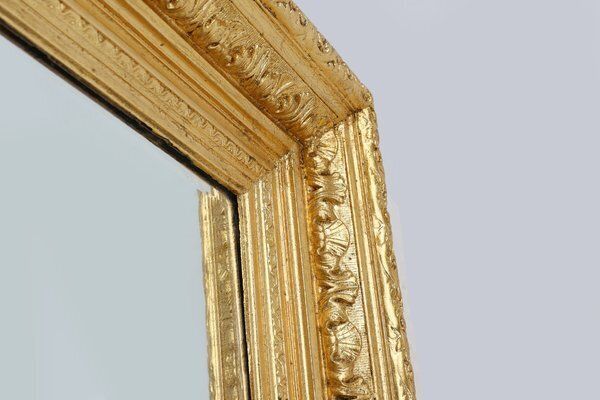 Baroque Gilt Facet Cut Wood Wall Mirror, France, 1850s photo buy