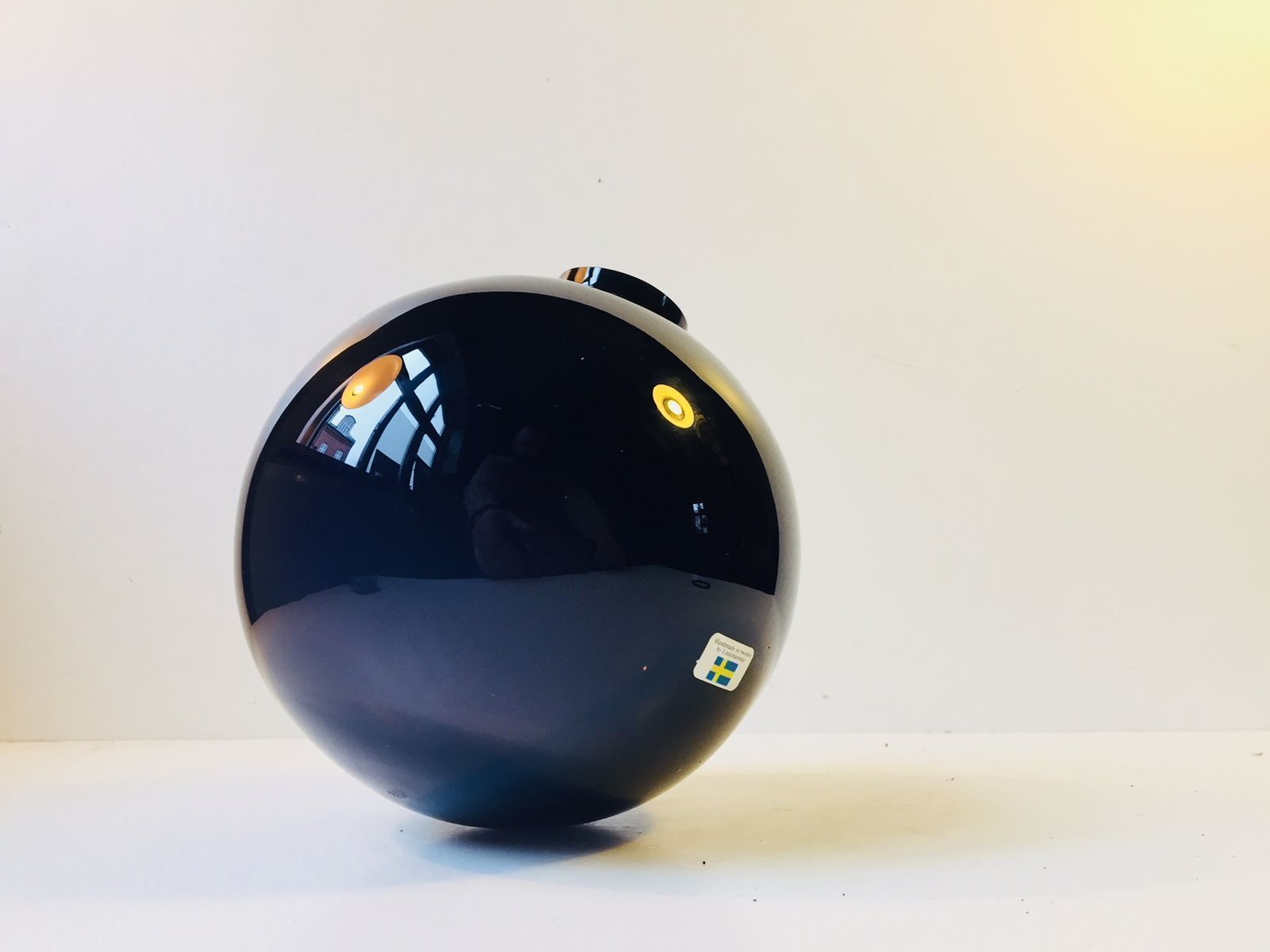 Rocking Spherical Glass Vase By Birgitta Watz For Lindshammar, 1995