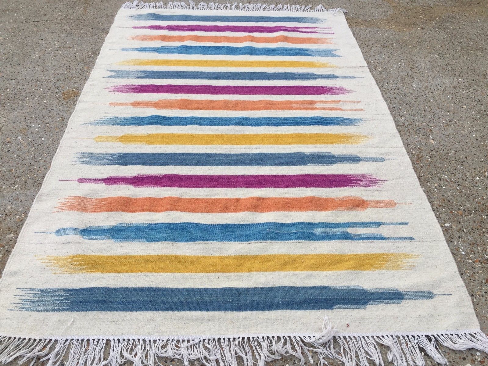 Kilim Rug 196x122cm Shabby Modern Wool Country Home Decor Kelim Turkish