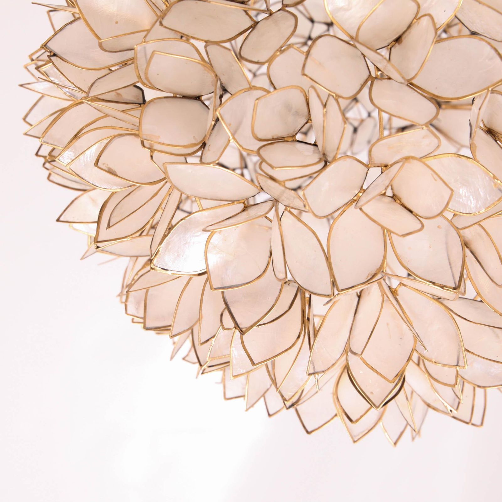 Set Of Mother Of Pearl And Gilded Metal Pendant Lights photo buy