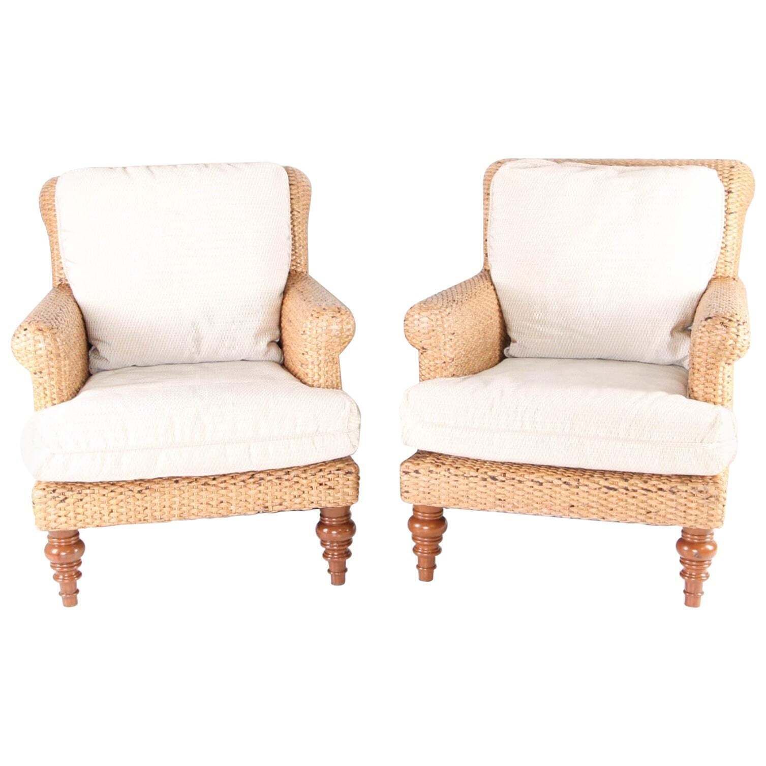 Pair Of Seagrass Bergere Chairs