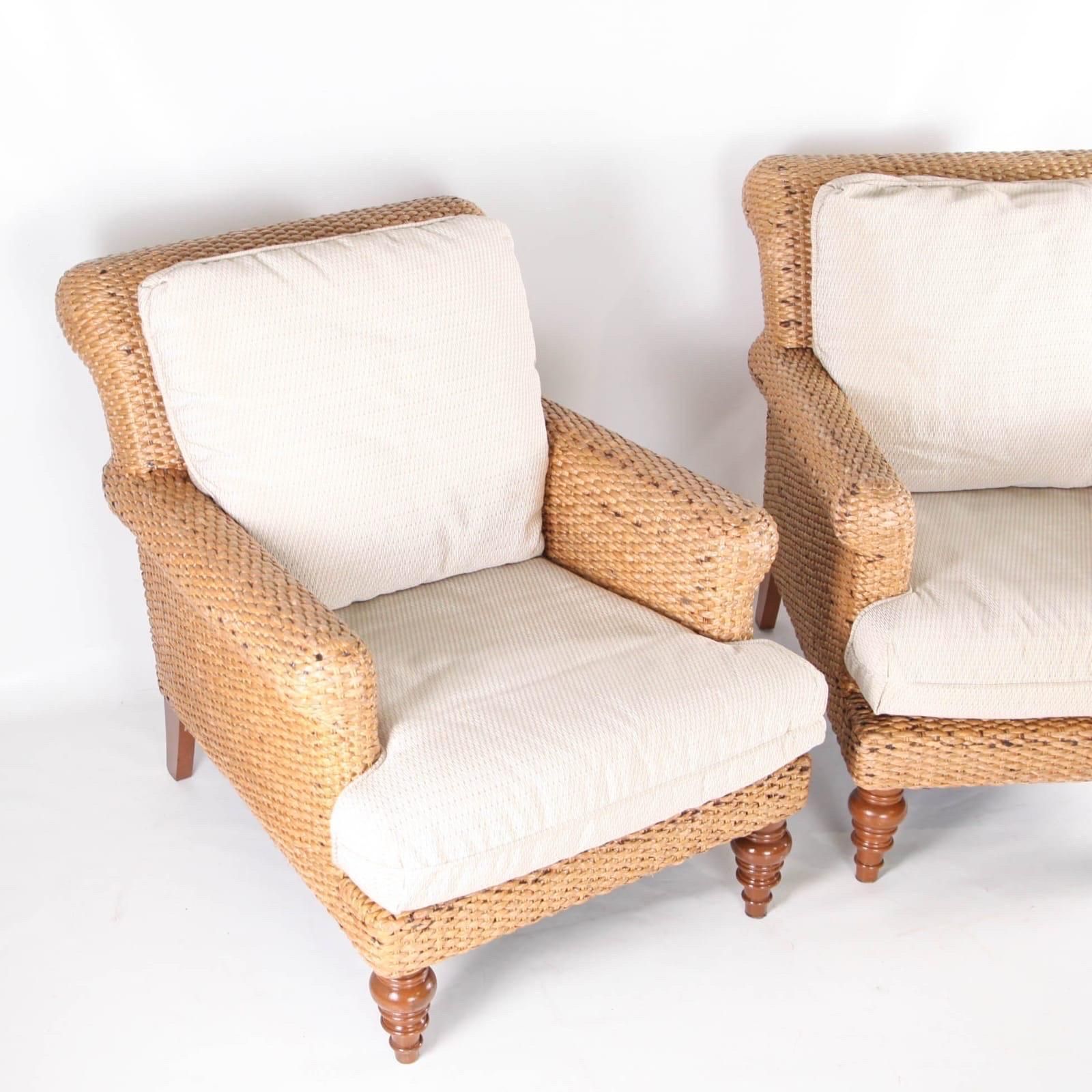 Pair Of Seagrass Bergere Chairs photo vintage