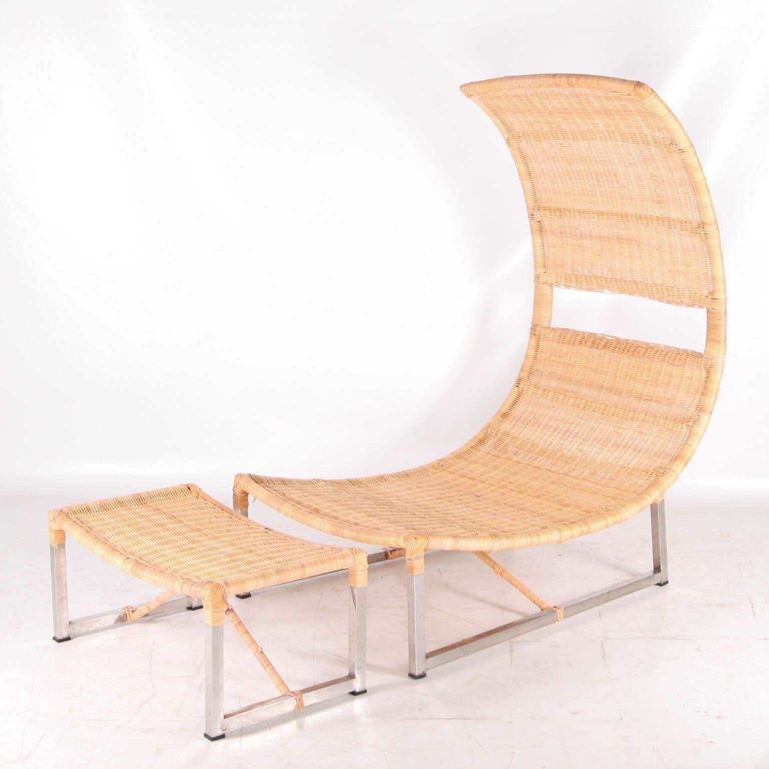 Large Rattan And Metal Chair And Ottoman photo furniture