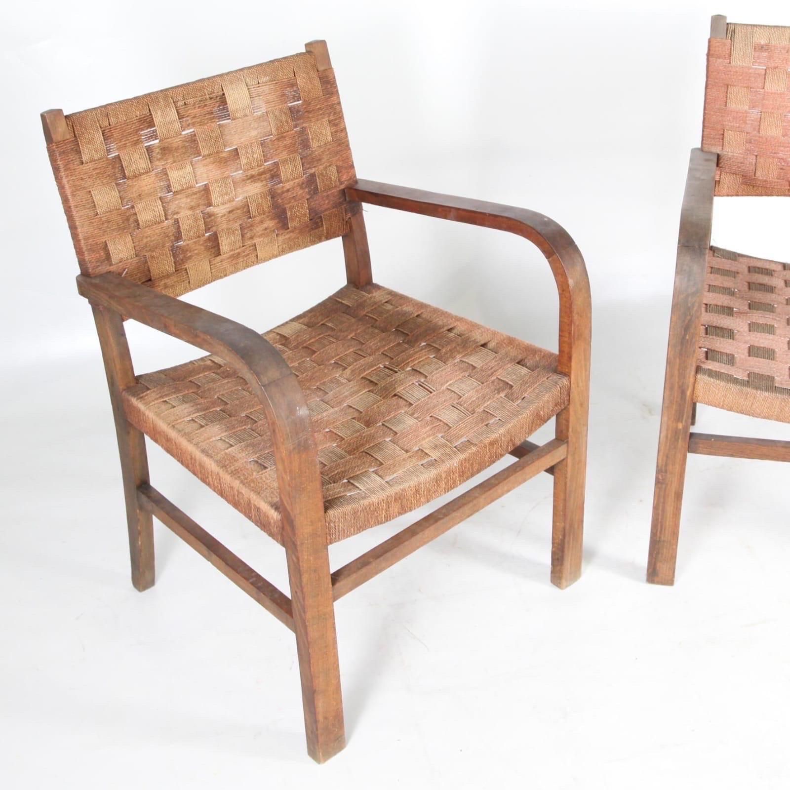 Pair Of Rope And Beech Wood Armchairs Circa 1960 photo 1023.0