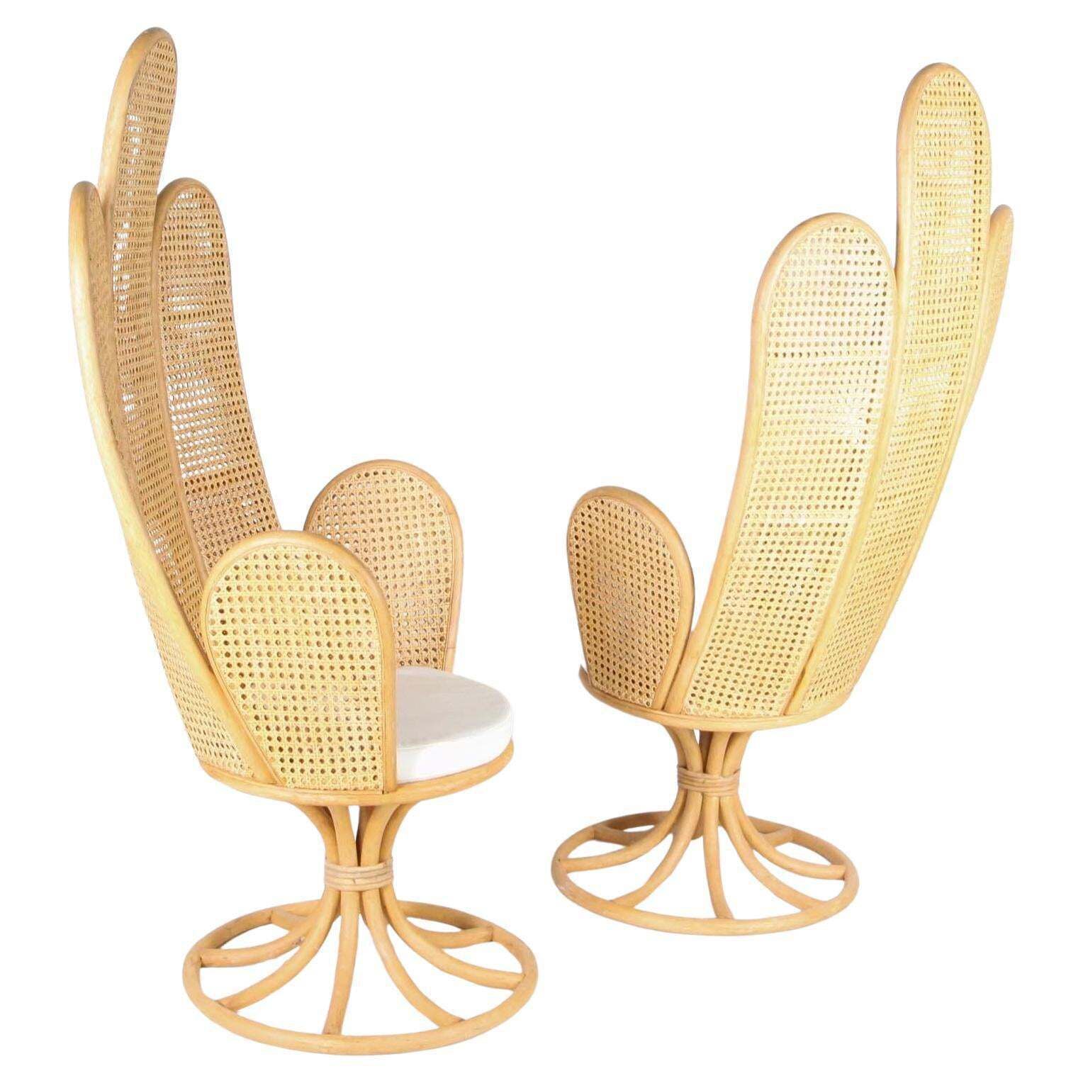 Pair Of Rattan And Caning Armchairs