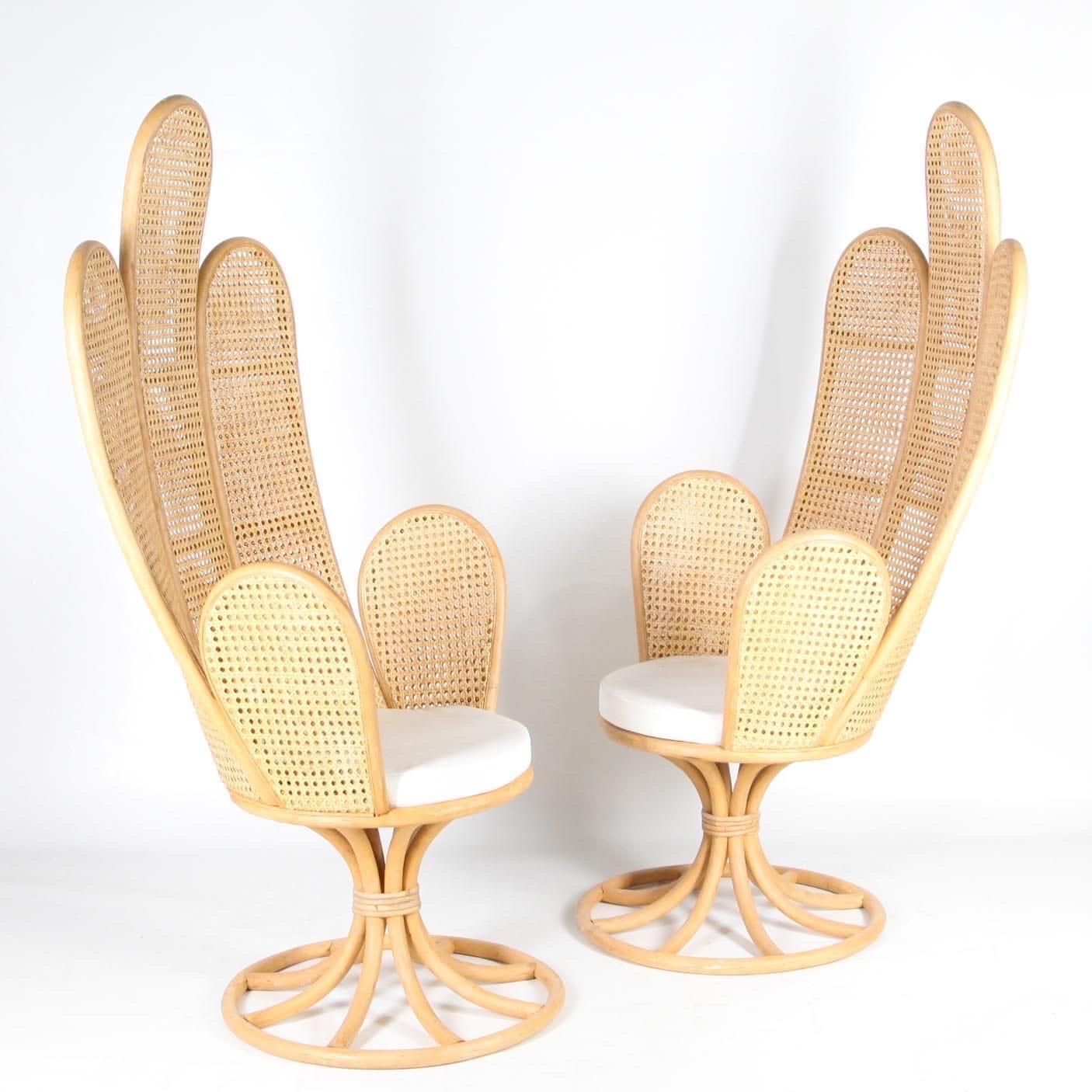 Pair Of Rattan And Caning Armchairs photo vintage