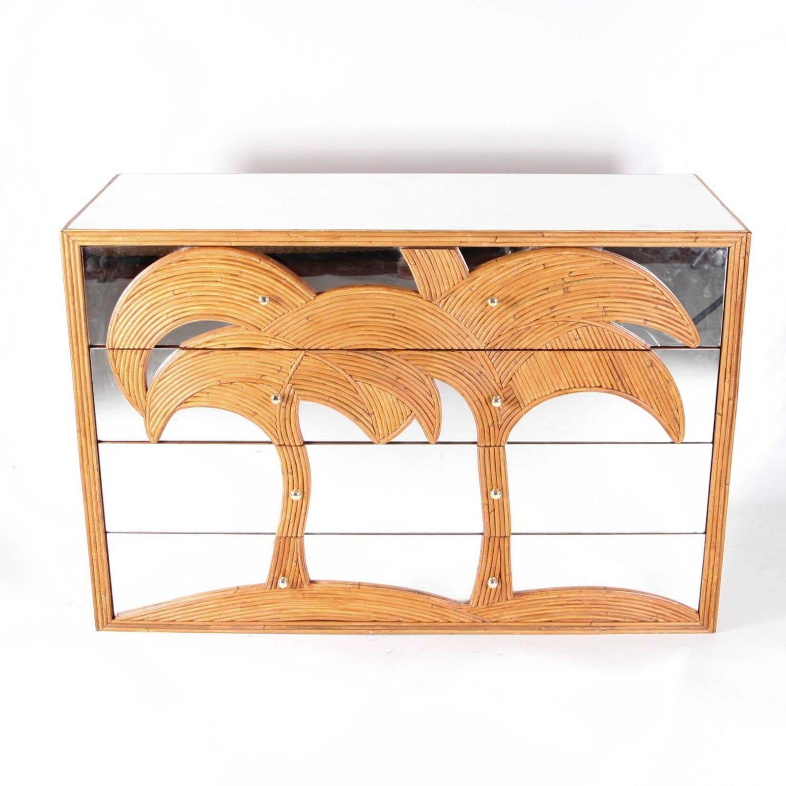 Rattan And Mirror Chest Of Drawers photo furniture