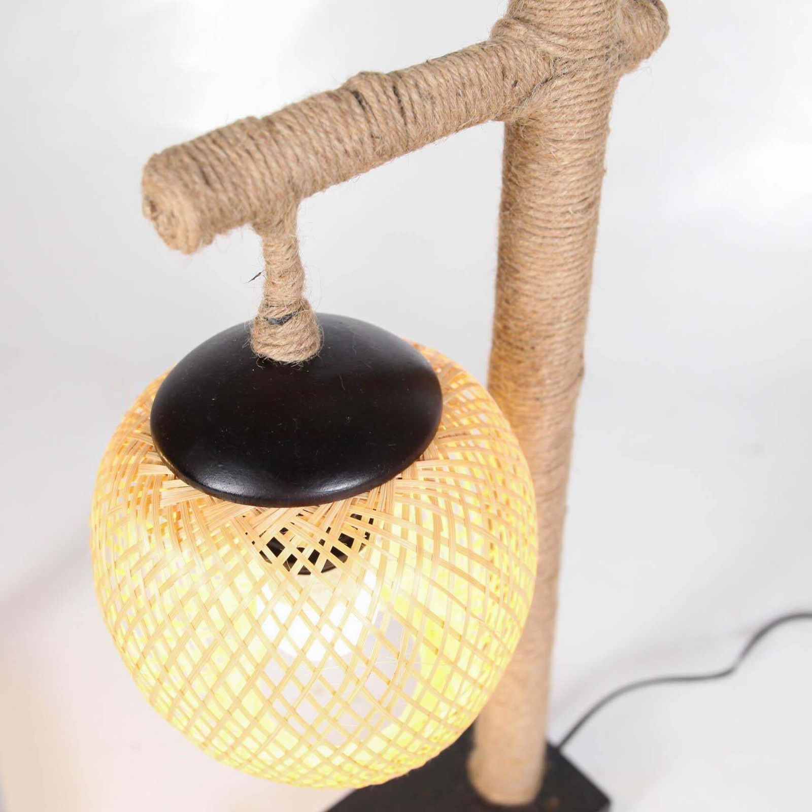 Pair Of Bamboo And Rope Table Lamps photo vinterior