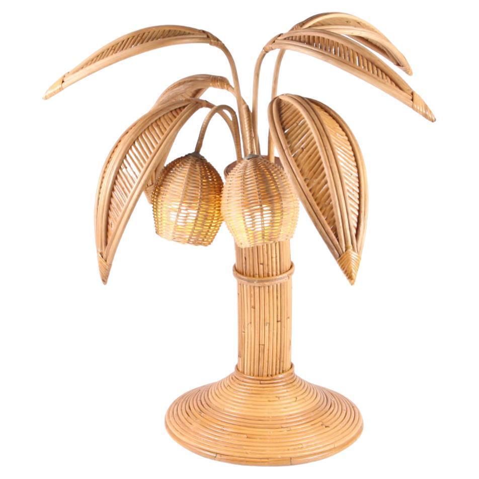 Rattan Coconut Tree / Palm Tree Table Lamp