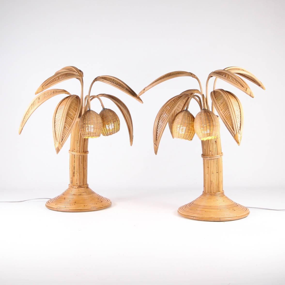 Rattan Coconut Tree / Palm Tree Table Lamp photo Lighting