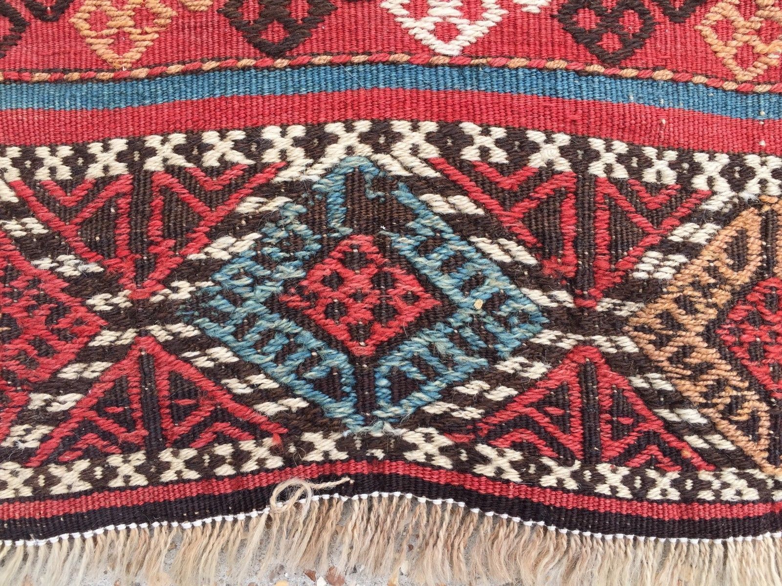 Antique Turkish Kilim Rug 95x93cm Shabby Vintage Old Wool Country Home Kelim photo 235.0