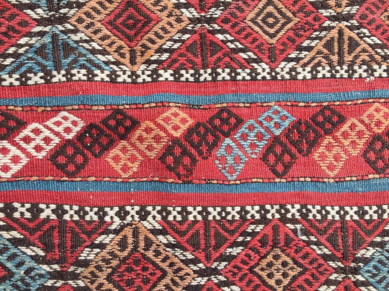 Antique Turkish Kilim Rug 95x93cm Shabby Vintage Old Wool Country Home Kelim photo vinterior