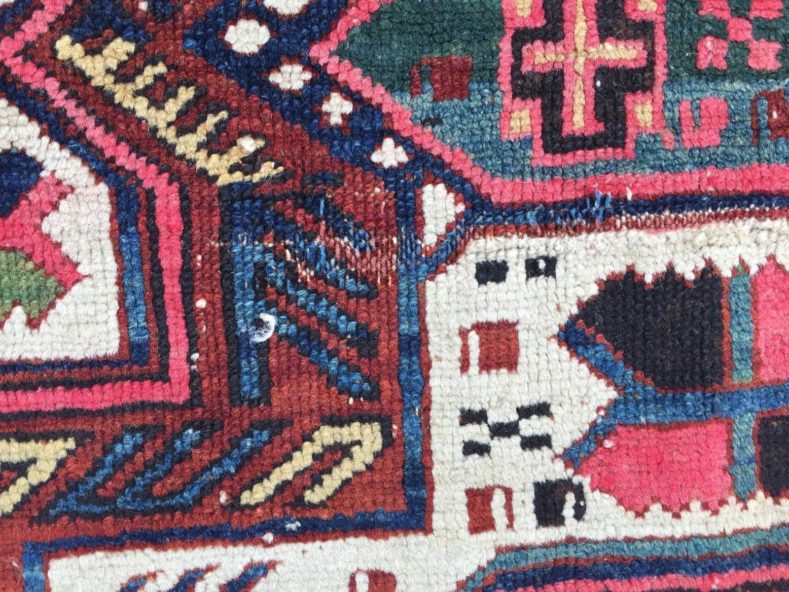 Old Kazak Rug 140x105cm Wool Oriental Hand Made Carpet photo vintage