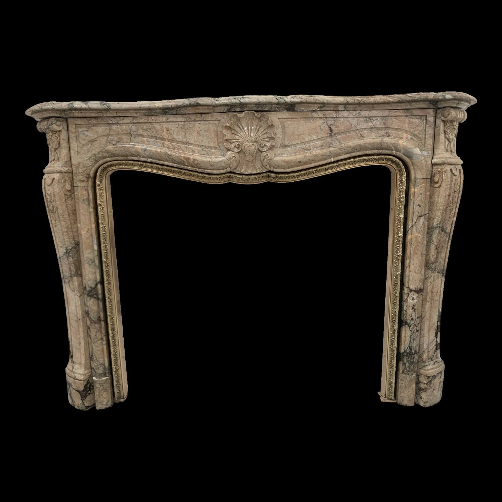 Louis XV Style Fireplace In Red Breche Marble, 19th Century