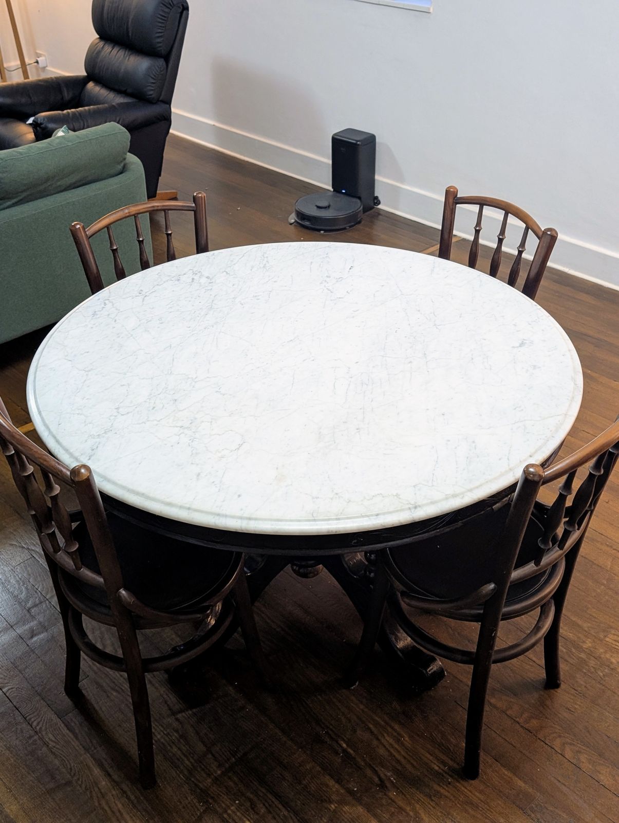 Vintage 1960s Kopitiam Table (4 Seater) With Venetian Marble Top