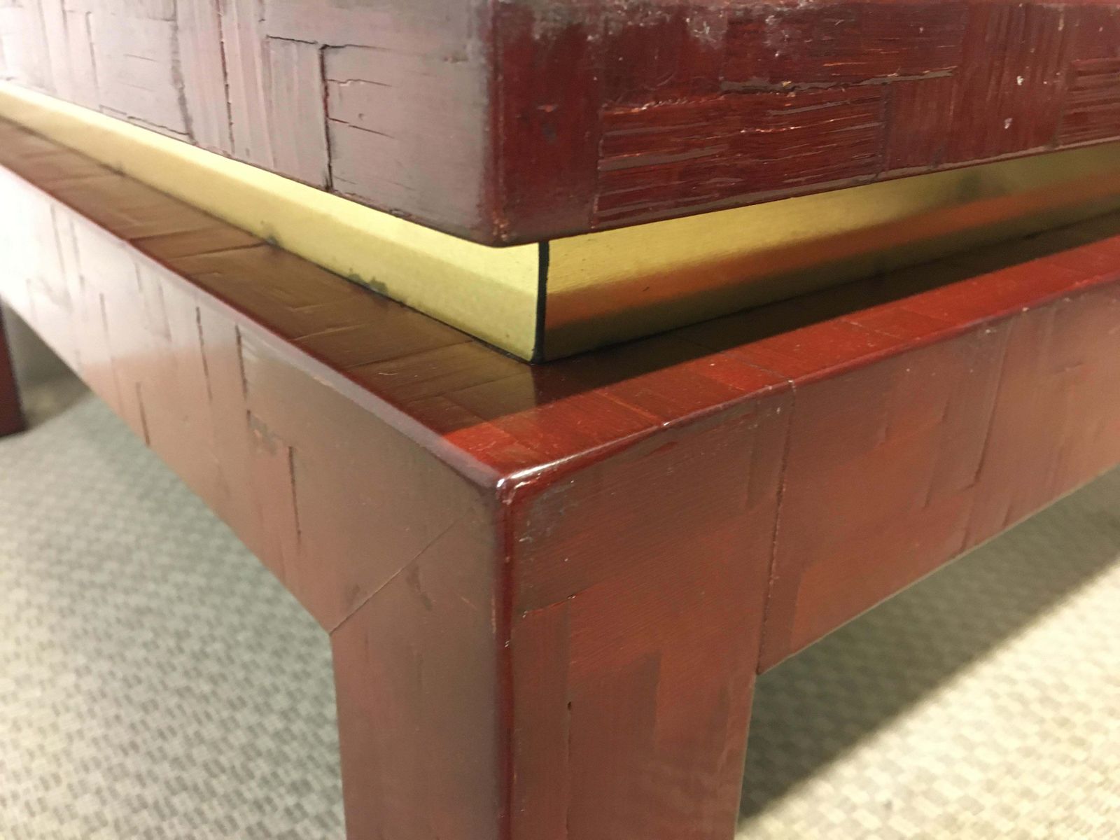 Tommaso Barbi Banana Leaf And Brass Coffee Table, 1970s photo Furniture