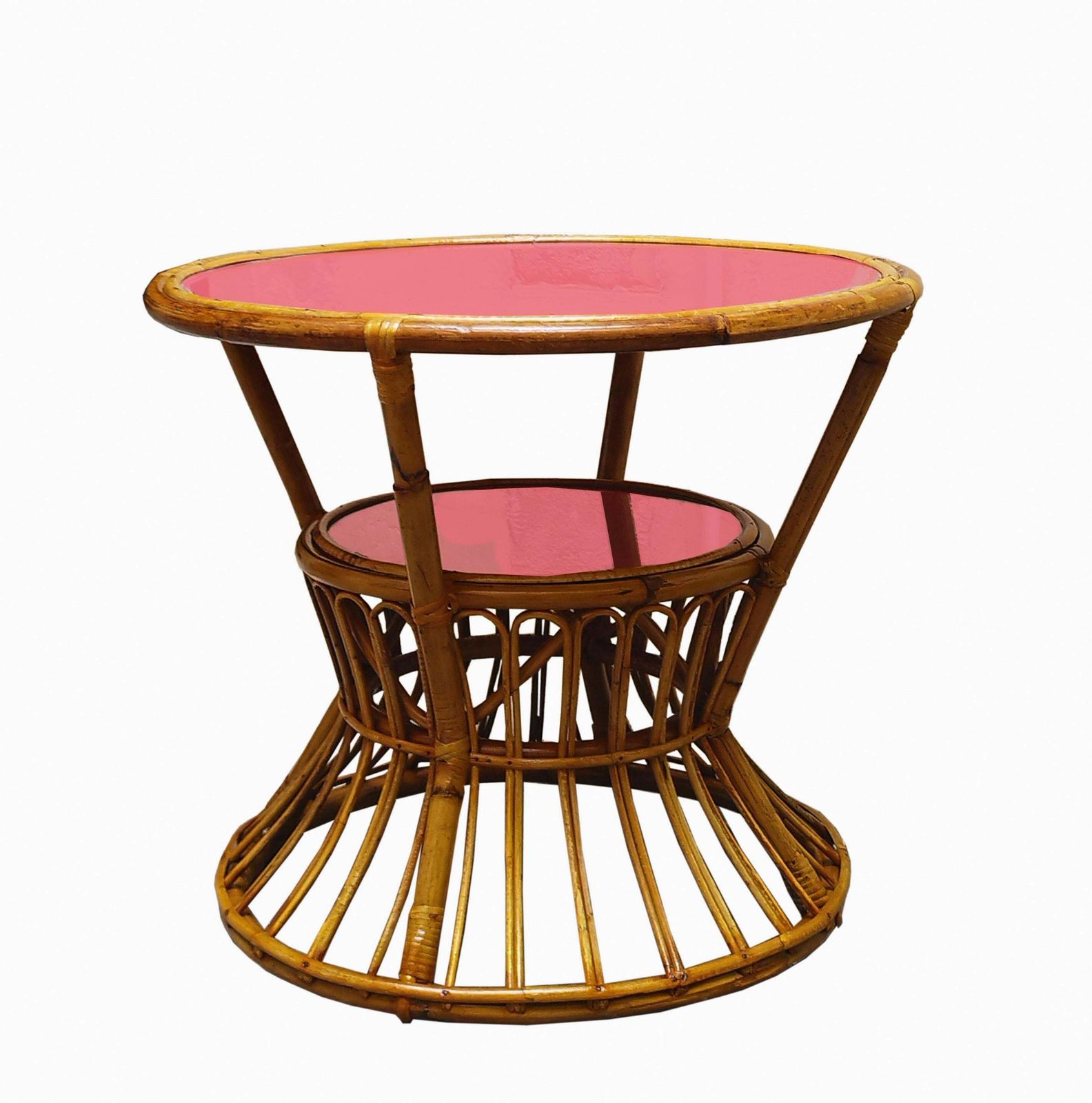 Tito Agnoli Rattan, Bamboo And Glass Coffee Table, Italy, 1960s photo furniture