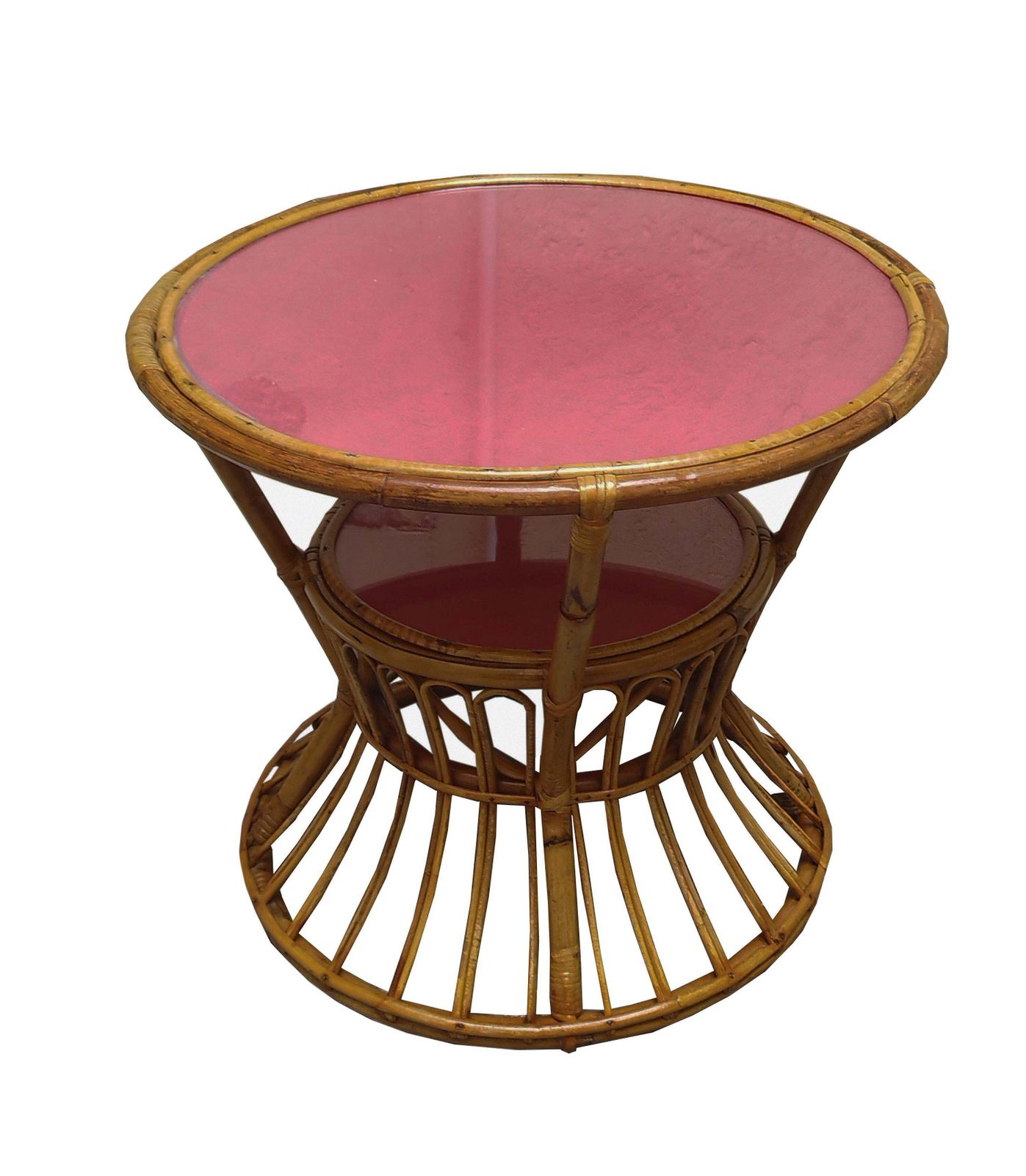Tito Agnoli Rattan, Bamboo And Glass Coffee Table, Italy, 1960s photo for sale