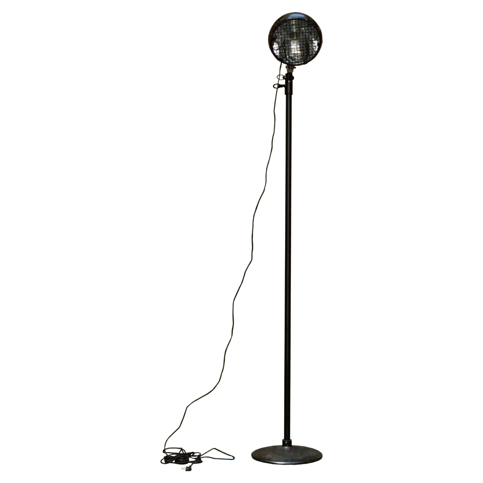 Industrial Black Metal Floor Lamp, Italy 1980s