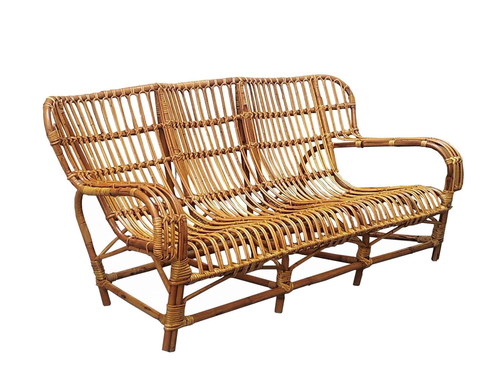 Three Seater Rattan Sofa, Italy 1960s photo furniture