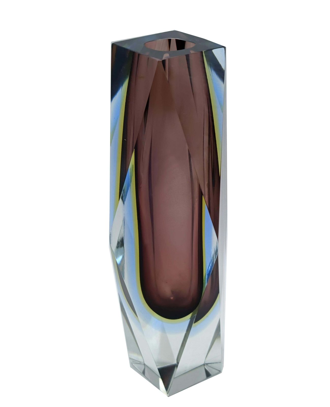 Luigi Mandruzzato Faceted Murano Glass Vase, Italy 1950s photo for sale