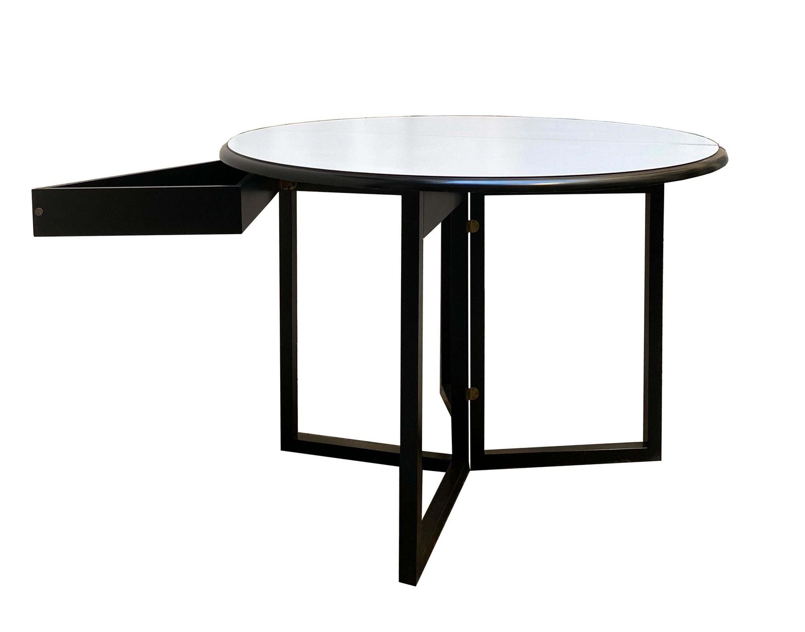 Kazuide Takahama Style Lacquered Wood Folding Round Table, Italy 1970s photo vinterior