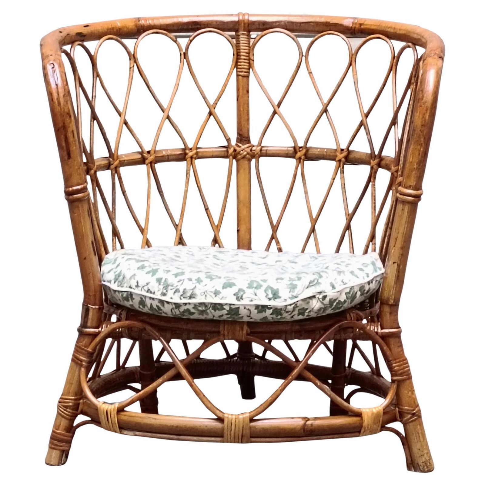 Lio Carminati For Home And Garden Round Rattan Armchair, Italy 1960s