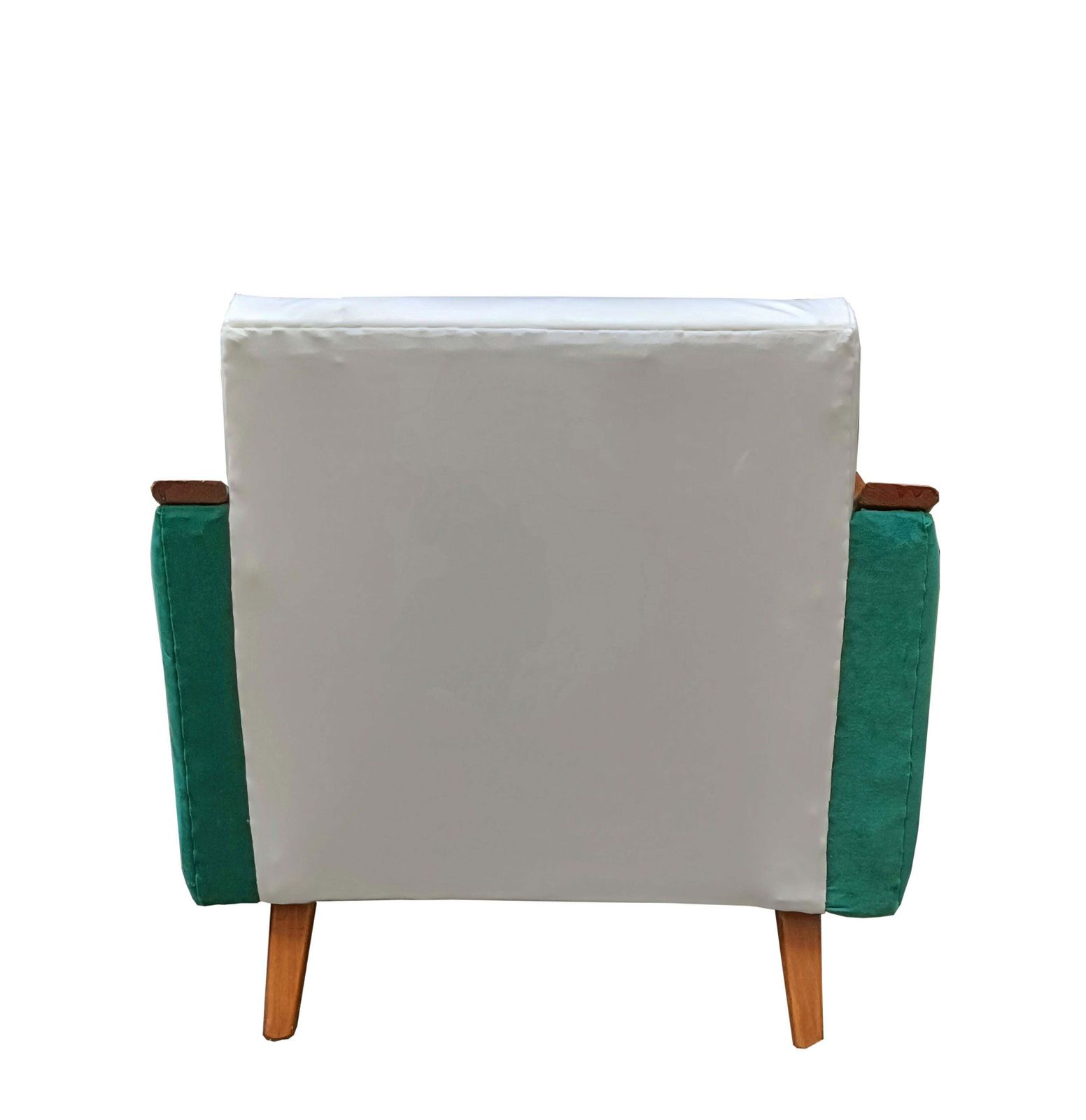 Gio' Ponti Style Sinuous Armchair In White And Green Fabric, Italy 1960s photo Furniture