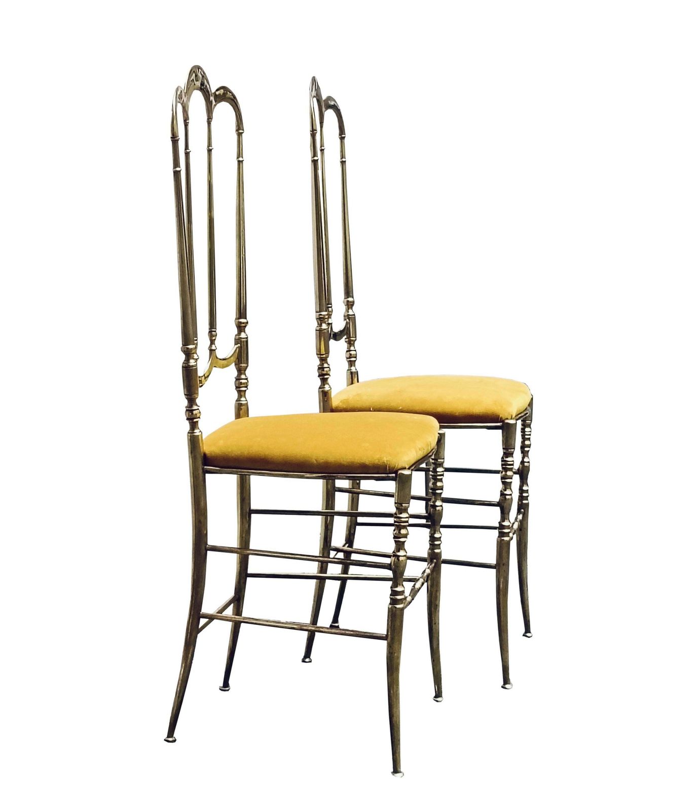 Pair Of Chiavarina Brass Chairs "3 Arches" , Italy 1950s photo Furniture