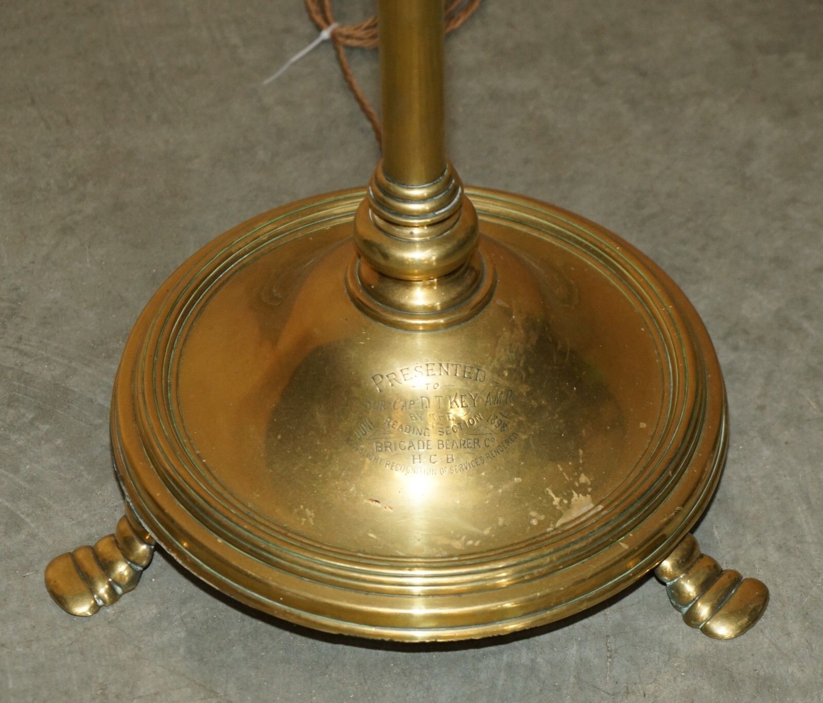 Military Interest Antique Victorian Floor Standing Electric Converted Oil Lamp photo Lighting