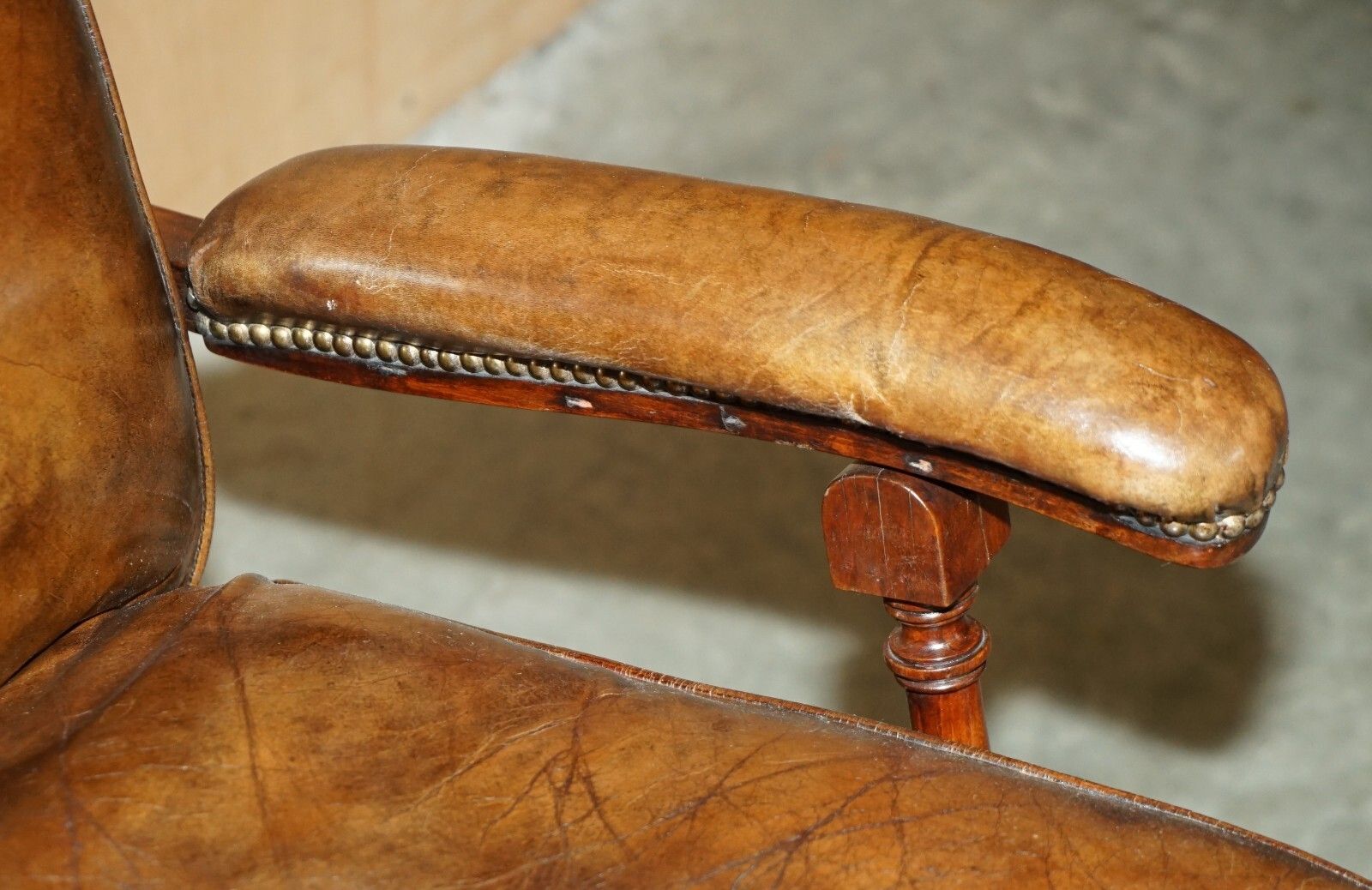 Fully Adjustable Restored Antique Victorian Brown Leather Metamorphic Armchair photo buy