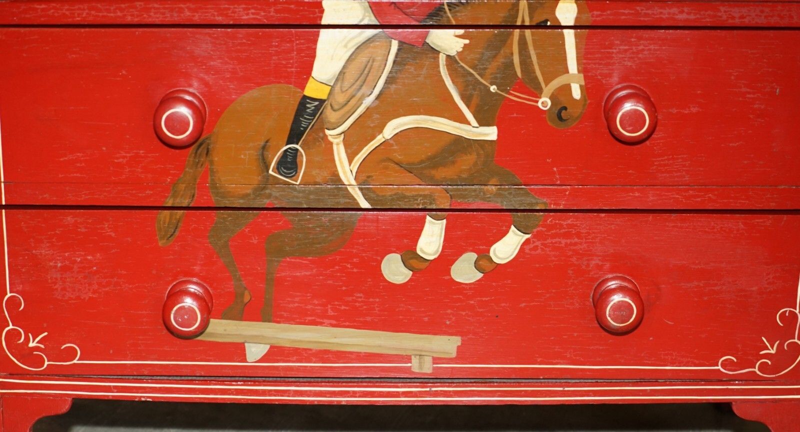 Equestrian Antique Victorian Pine Hand Painted Horse & Jockey Chest Of Drawers photo buy