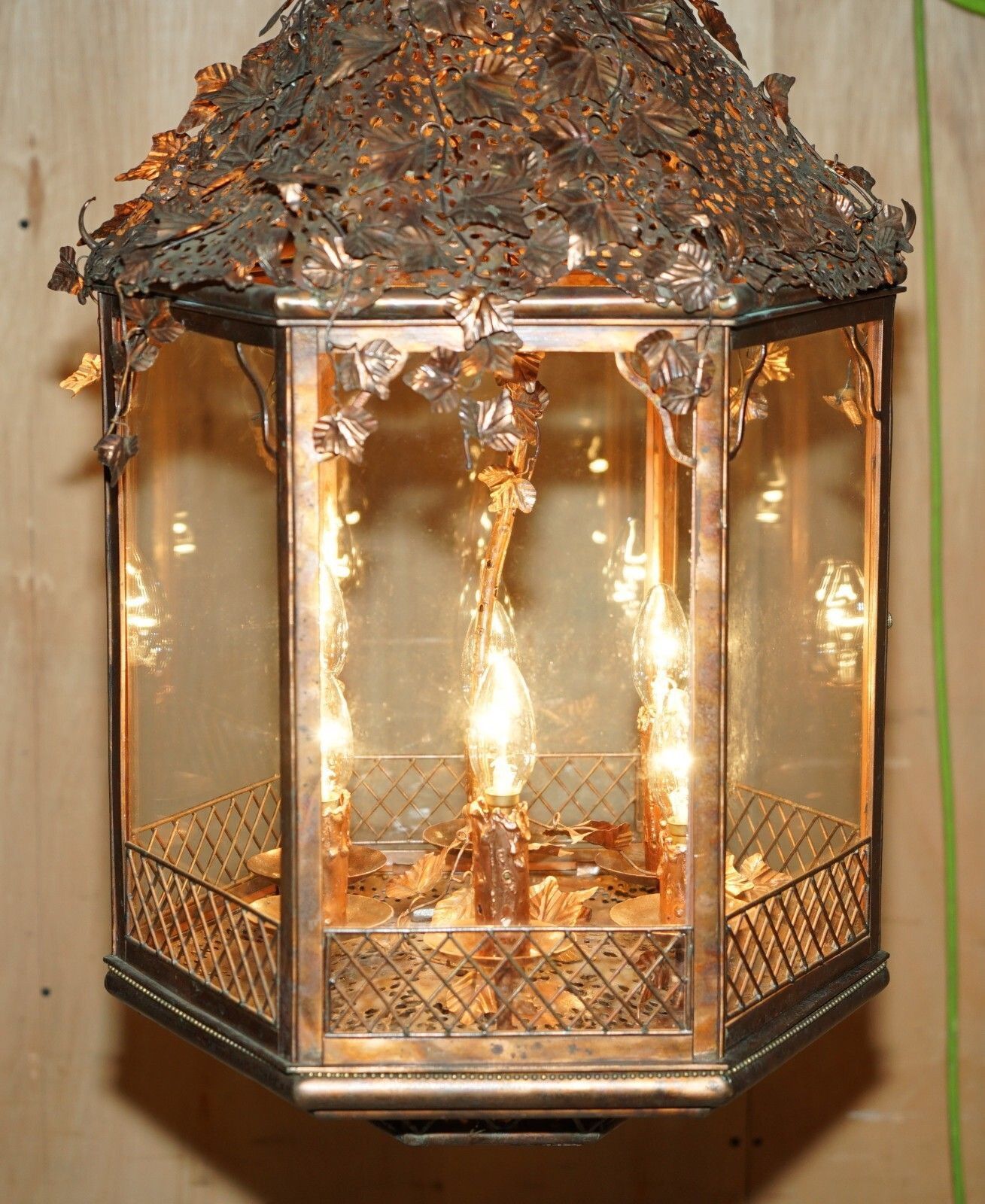 Important Decorative 1960's Italian Copper Floral Hanging Lantern Must See Pics photo vintage