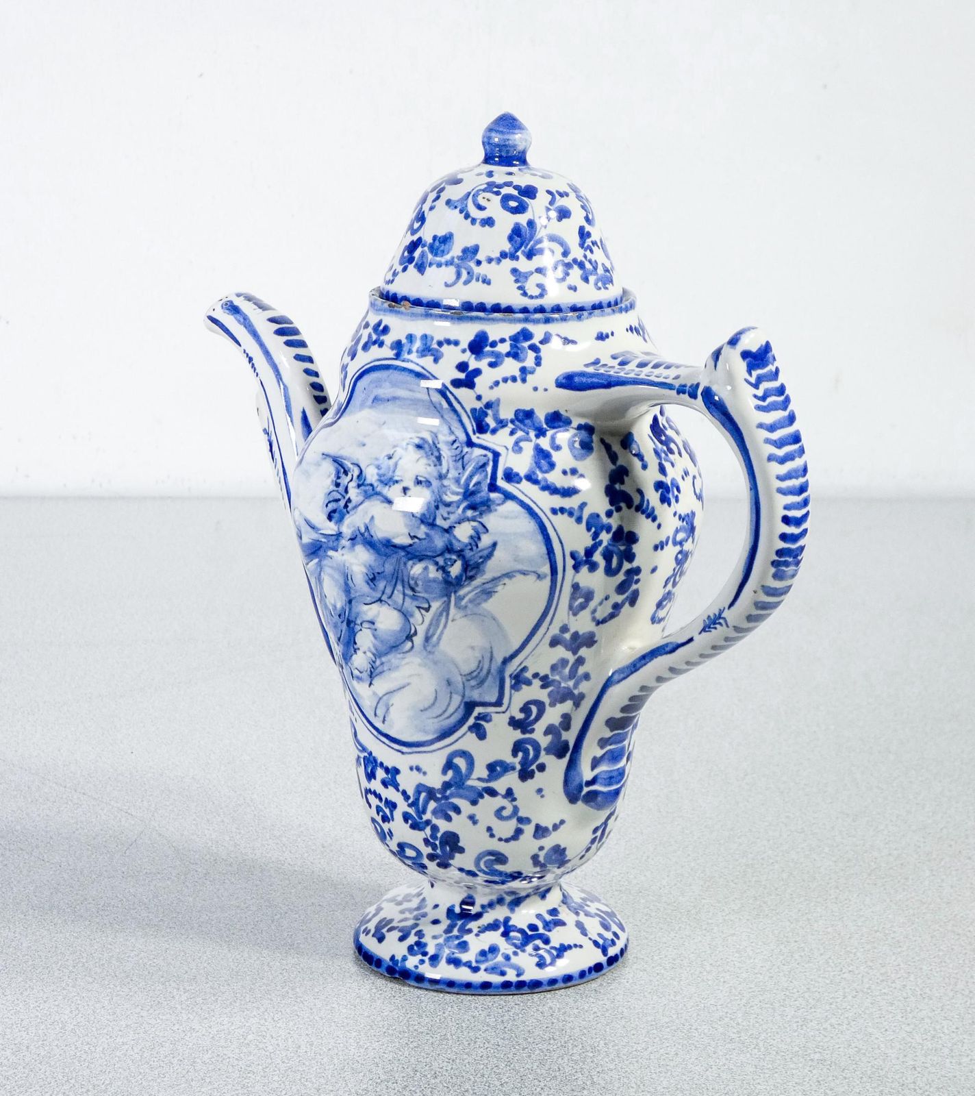 Albisola Ceramic Jug, Hand Painted, Alba Docilia Manufacture, Italy, Early 20thc photo vinterior