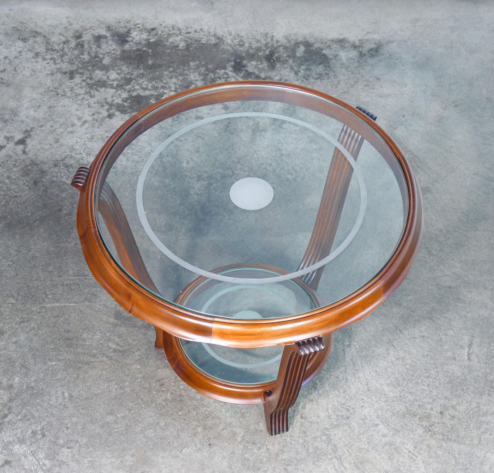 Art Deco Wood Coffee Table With Two Circular Glass Tops. 1930s photo 639.0