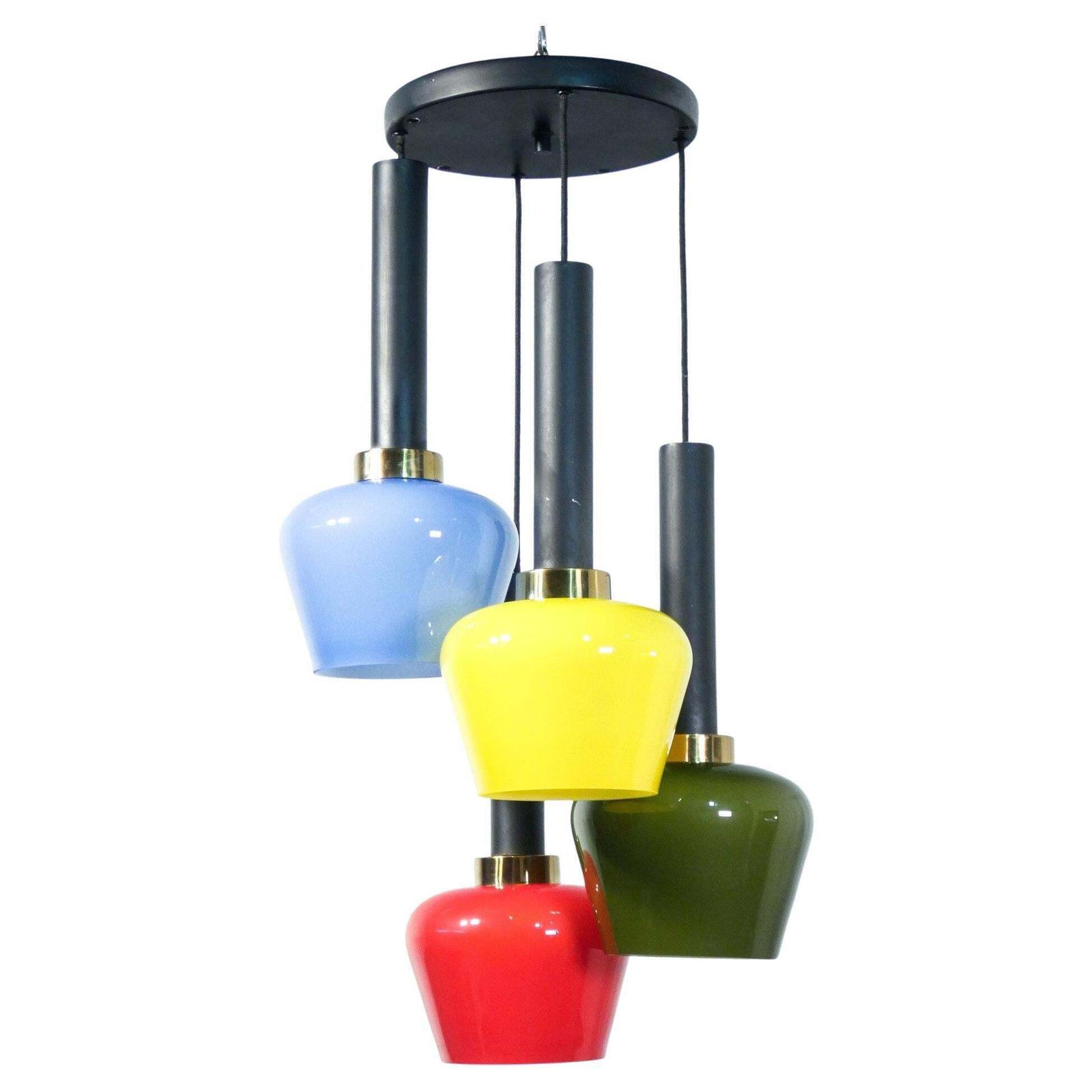 Italian Chandelier In Glass And Metal, Design Referable To Vistosi, Italy, 1960s