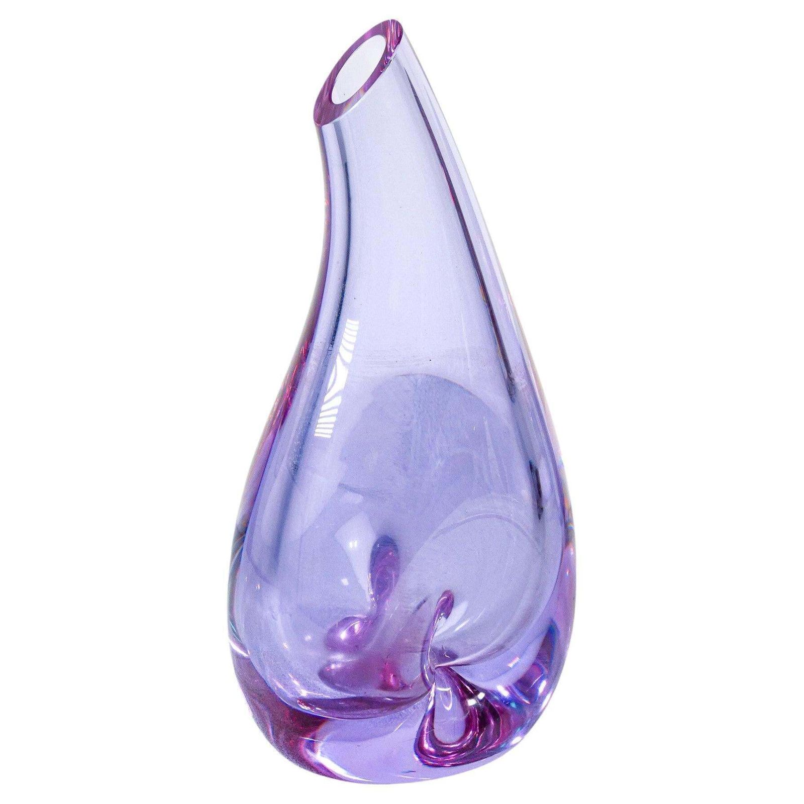 Sevres Blown Glass Vase, Iridescent Coloring. France, 1980s