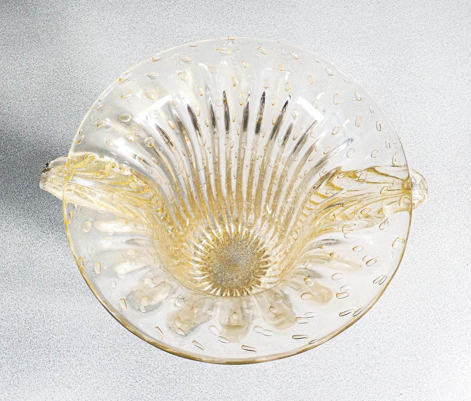 1023.0 Toso Murano Design Vase, Transparent Blown Glass Bullicant, Corded photo