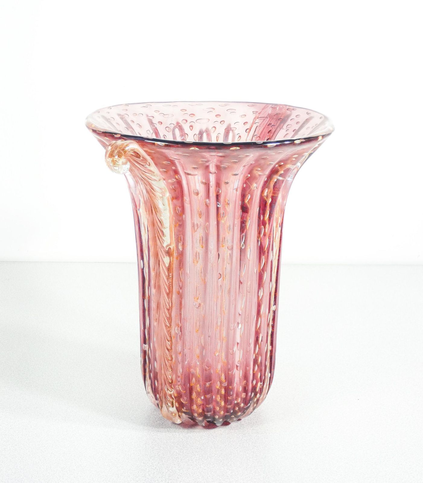Toso Murano Design Vase, Pink Bulb Blown Glass, Corded photo buy