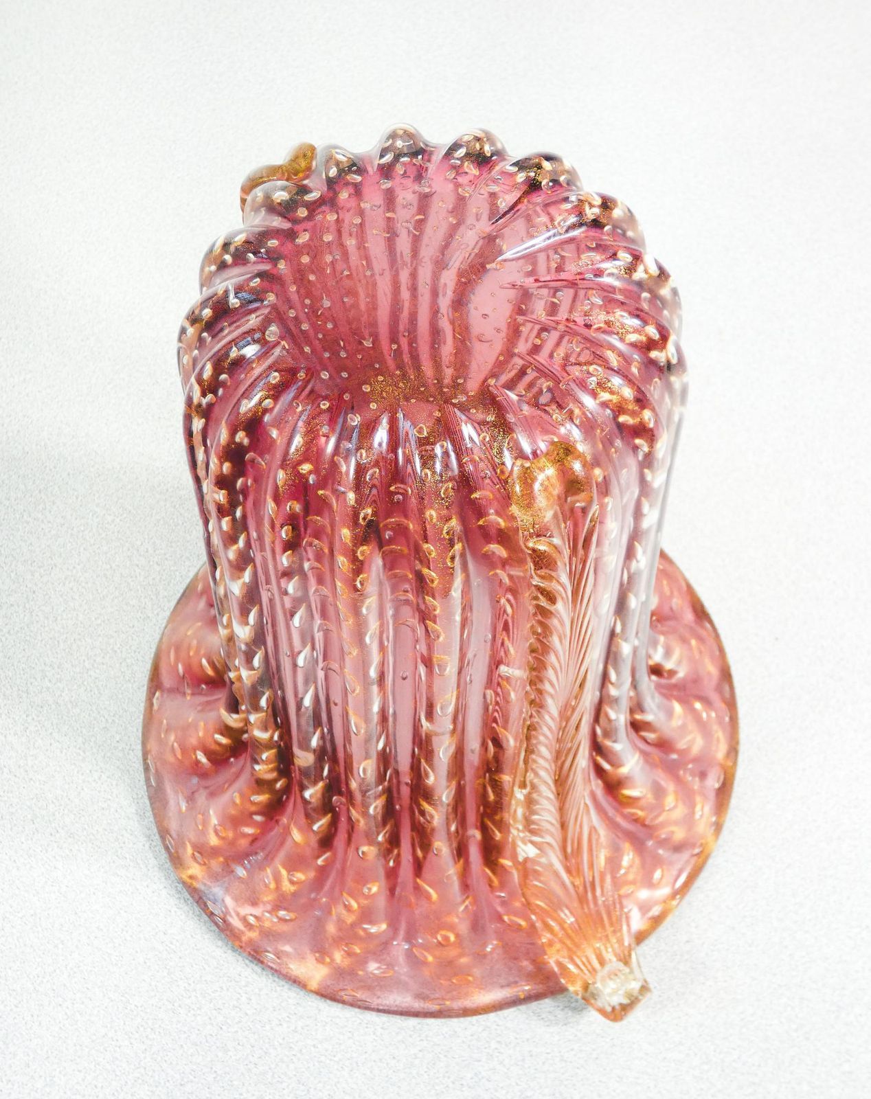 Home Decor Toso Murano Design Vase, Pink Bulb Blown Glass, Corded photo
