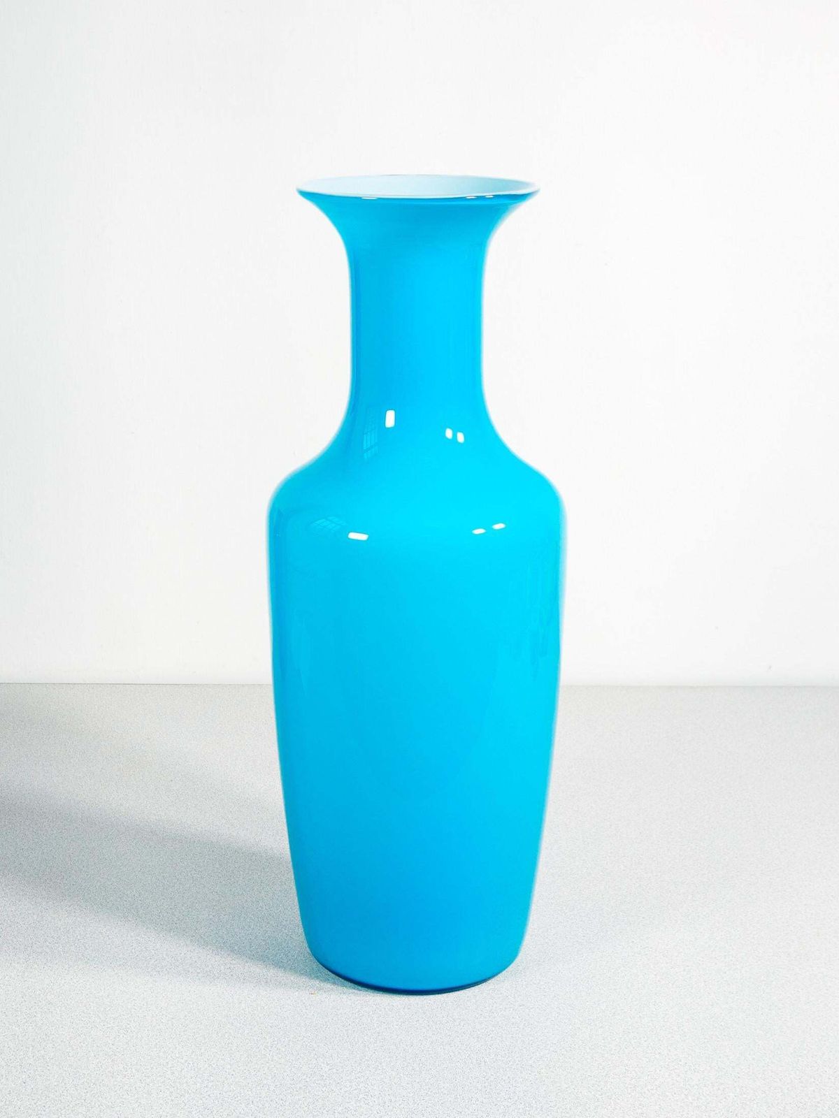 Incamiciato Blue Blown Glass Vase, Design Carlo Scarpa For Venini. 1994 photo for sale